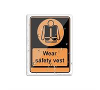 Cartello in acrilico per usura da parete, gilet di sicurezza, avviso obbligatorio, autoadesivo, per porta o parete, 15,2 x 20,3 cm, piastra di design in acrilico di alta qualità