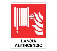 Cartello in alluminio 250x310 mm Lancia antincendio - segnaletica di sicurezza resistente per interni ed esterni