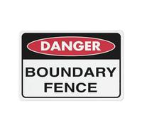 Cartello in alluminio antiruggine con scritta "Danger This Is A Boundary Fence 20,3 x 30,5 cm per esterni, metallo stagno segno per casa, affari, cortile