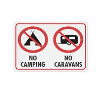Cartello in alluminio antiruggine con scritta "No Camping No Caravans", 20,3 x 30,5 cm, facile da leggere e robusto, per esterni, per casa, fattoria, cortile