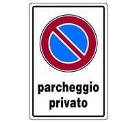 Cartello in alluminio bianco cm 30X20 Divieto di sosta parcheggio privato