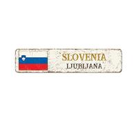 Cartello in alluminio con bandiera della Slovenia, capitale di Lubiana, vintage, decorazione per la casa, souvenir di campagna, bandiera nazionale, souvenir della città, targa in metallo di qualità