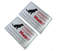Cartello in alluminio con scritta "Caution Dog", 30 x 20 cm, per interni ed esterni, con quattro fori preforati per il montaggio su varie superfici (2 pezzi)