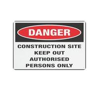 Cartello in alluminio con scritta "Construction Site Keep Out Authorised Persons Only", 30,5 x 20,3 cm, resistente ai raggi UV, impermeabile, resistente alle intemperie e allo sbiadimento, con 4 fori