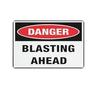 Cartello in alluminio con scritta "Danger Blasting Ahead", 30,5 x 20,3 cm, resistente ai raggi UV, impermeabile, resistente alle intemperie e allo sbiadimento, con 4 fori preforati