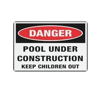 Cartello in alluminio con scritta "Danger Pool Under Construction Keep Children Out", 30,5 x 20,3 cm, protezione UV, impermeabile, resistente alle intemperie e allo sbiadimento, con 4 fori preforati
