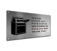 Cartello in alluminio con scritta in lingua inglese "Please leave the package in package box", antiruggine, non deformabile, resistente alle intemperie, 20,3 x 30,5 cm (EN Silver 2333)