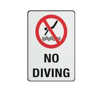 Cartello in alluminio con scritta "No Diving", 30,5 x 20,3 cm, resistente ai raggi UV, impermeabile, resistente alle intemperie e allo sbiadimento, con 4 fori preforati