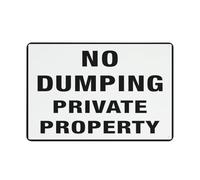 Cartello in alluminio con scritta "No Dumping Private Property ", 30,5 x 20,3 cm, resistente ai raggi UV, impermeabile, resistente alle intemperie e allo sbiadimento, con 4 fori preforati