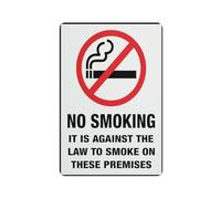 Cartello in alluminio con scritta "No Smoking It Is Against The Law", 30,5 x 20,3 cm, resistente ai raggi UV, impermeabile, resistente alle intemperie e allo sbiadimento, con 4 fori preforati