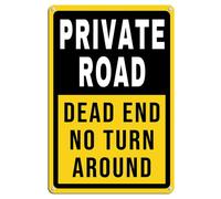 Cartello in alluminio con scritta "Private Road - Dead End No Turn Around 14,9 x 20,3 cm, decorazione da parete, per interni ed esterni