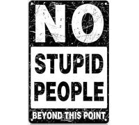 Cartello in alluminio con scritta "Warning No Stupid People Beyond This Point No Trespassing Private Property", decorazione artistica da parete in ferro, 20,3 x 30,5 cm