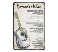Cartello in alluminio e metallo con spartito per chitarra - Ricorda quando, quando ero giovane e così eri tu, il tempo si è fermato, decorazione da parete per casa, club e bar, stile retrò, 12x16 pol
