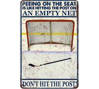 Cartello In Alluminio Hockey Peeing On The Seat Is Like Hitting The Post On An Empty Net Resistente All'Usura E Durevole Targa In Metallo Non Facile Da Deformare Quadri Metallo Per 20X30Cm