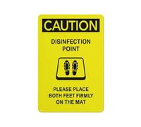 Cartello in alluminio riflettente con scritta "Caution Disinfection Point Please Place Both Feet Firm On The Mat", 30,5 x 20,3 cm, resistente ai raggi UV, impermeabile, resistente alle intemperie e