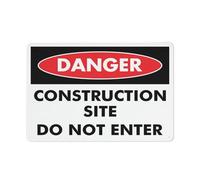 Cartello in alluminio riflettente con scritta "Danger Construction Site Do Not Enter", 30,5 x 20,3 cm, resistente ai raggi UV, impermeabile, resistente alle intemperie e allo sbiadimento, 4 fori