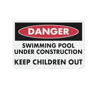 Cartello in alluminio riflettente con scritta "Danger Swimming Pool Under Construction Children Keep Out", 30,5 x 20,3 cm, resistente ai raggi UV, impermeabile, resistente alle intemperie e allo