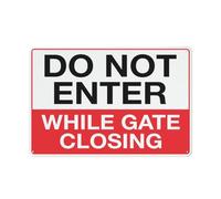 Cartello in alluminio riflettente con scritta "Do Not Enter While Gate Closing", 30,5 x 20,3 cm, protezione UV, impermeabile, resistente alle intemperie e allo sbiadimento, con 4 fori preforati