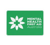 Cartello in alluminio riflettente con scritta "Mental Health First Aid Australia", 30,5 x 20,3 cm, resistente ai raggi UV, impermeabile, resistente alle intemperie e allo sbiadimento, con 4 fori