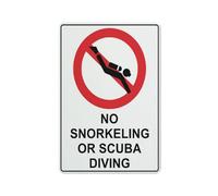 Cartello in alluminio riflettente con scritta "No Snorkeling or Scubba Diving", 30,5 x 20,3 cm, resistente ai raggi UV, impermeabile, resistente alle intemperie e allo sbiadimento, 4 fori preforati