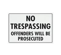 Cartello in alluminio riflettente con scritta "No Trespassing Offenders Will Be Prosecuted", 30,5 x 20,3 cm, resistente ai raggi UV, impermeabile, resistente alle intemperie e allo sbiadimento, con 4