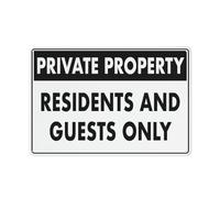 Cartello in alluminio riflettente con scritta "Private Property Residents And Guests Only", 30,5 x 20,3 cm, resistente ai raggi UV, impermeabile, resistente alle intemperie e allo sbiadimento, 4 fori