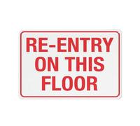 Cartello in alluminio riflettente con scritta "Re-Entry On This Floor", 30,5 x 20,3 cm, resistente ai raggi UV, impermeabile, resistente alle intemperie e allo sbiadimento, con 4 fori preforati