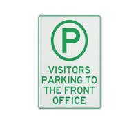 Cartello in alluminio riflettente con scritta "Visitors Parking To The Front Office", 30,5 x 20,3 cm, resistente ai raggi UV, impermeabile, resistente alle intemperie e allo sbiadimento, con 4 fori