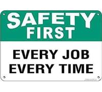 Cartello in latta con promemoria di avvertimento in metallo, la sicurezza prima di tutto, ogni lavoro, ogni volta, slogan sulla sicurezza, cartello in alluminio per forniture per ufficio, 8x12 pollic