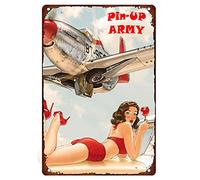 Cartello in latta con ragazza pin up esercito sexy sexy hot girl segni bella signora parete uomo decorazione grotta aerei auto e donne poster della guerra mondiale retrò antico per veterani club