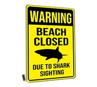 Cartello in latta con scritta in lingua inglese "Warning Beach Closed Due to Sighting", per uomini e donne, decorazione da parete per bar, club, ristoranti, caffetterie, pub, 30,5 x 40,6 cm