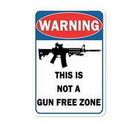 Cartello in latta con scritta in lingua inglese "Warning This is Not A Gun Free Zone", 30,5 x 20,3 cm, antiruggine, decorazione da parete per casa, bar, grotte, casa, pub, club