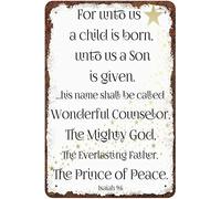 Cartello in latta creativo e divertente, stile retrò, per Unto Us A Child is Born Isaia 96", decorazione da parete in metallo vintage, per bar, caverna, garage, poster artistico per esterni, 8x12 po