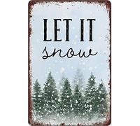 Cartello in latta creativo Let It Snow, cartello in latta in metallo, divertente e originale, decorazione da parete retrò per casa, cancello, giardino, bar, ristoranti, caffè, ufficio, negozio, pub