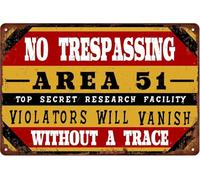 Cartello in latta "Divieto di accesso", "I trasgressori di una struttura di ricerca top secret spariranno senza lasciare traccia", cartelli in metallo vintage e nostalgici, cartello con suggerimenti