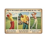 Cartello in latta ispiratore per il golf, cartello in metallo con lezioni di vita sul golf vintage, stampa estetica per la casa, per camera da letto, cucina, bar, caffè, bagno, parete, 8 x 12 pollici