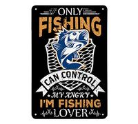Cartello in latta per la pesca, "Solo la pesca può controllare la mia rabbia, sono un amante della pesca", vintage, in metallo, per bar, pub, negozi, decorazioni da parete, divertenti insegne retrò pe
