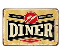Cartello in latta per ristorante, buon cibo per brave persone, cartelli in latta vintage in metallo giallo per bar, pub, negozi, decorazioni da parete, divertenti cartelli retrò per uomini e donne, 8x