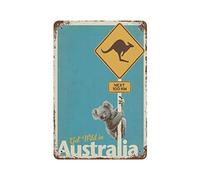 Cartello in latta retrò vintage con indicazione geografica del mondo Australia Oceania, da bar, club, caffetteria, decorazione da parete per la casa, con canguro, poster e koala, dipinto su ferro,