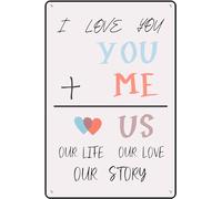 Cartello in latta "Ti amo, tu, io, noi, la nostra vita, il nostro amore, la nostra storia", divertente, caloroso, per San Valentino, decorazione da parete, poster per camera da letto, soggiorno, bar,