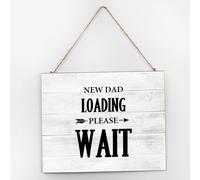 Cartello in legno anticato, con scritta in lingua inglese "New Dad Loading Please Wait Establish", decorazione da parete in legno anticato, per cameretta dei bambini, camera da letto, caminetto, 25 x