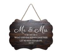 Cartello in legno con citazione Mr. And Mrs. What God Has Joined Together Let Mark 10:9, 15,2 x 25,4 cm, dedica della Bibbia, arte rustica, da appendere, targa in legno per porta d'ingresso, soggiorno