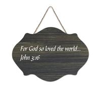 Cartello in legno con citazioni ispiratrici della Bibbia, per Dio così amato il mondo. John 3:16, cartello in legno con frase positiva, da appendere alla parete, per porta di ufficio, parete