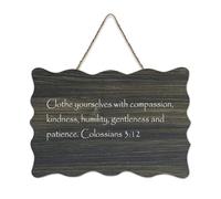 Cartello in legno con dedica biblica, Colossesi 3:12 Clothe Yourselves with compassion, kindness, humility, Gentle Farmhouse, cartello artistico da appendere per ufficio, porta, parete, decorazione