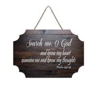 Cartello in legno con dedica biblica, salmo 139:23 "Cerca me o dio e conosci il mio cuore, esaminami e conosci i miei pensieri fattoria", da appendere alla parete, per ufficio, porta, parete, casa
