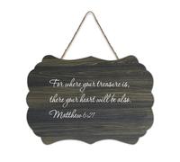 Cartello in legno con dedica della Bibbia, Matteo 6:21 per dove il tuo tesoro è, lì il tuo cuore sarà anche fattoria, cartello in legno da appendere per ufficio, porta, parete, decorazione per la casa