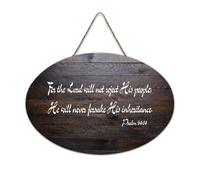 Cartello in legno con dedica della Bibbia, salmo 94:14 per il Signore non rifiuterà il suo popolo, non abbandonerà mai la sua eredità, targa in legno da appendere per ufficio, porta, parete