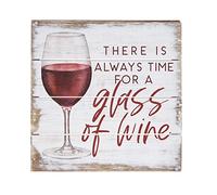 Cartello in legno con detti "There is always time for a glass of wine" - Targa rustica in legno - Simpatica decorazione per vino - Decorazione da parete per cantina - Regalo per bevitore di vino
