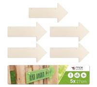 Cartello in legno con freccia, 27 x 13 cm, 5 pezzi, colore naturale