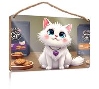 Cartello in legno con gatto tratta e biscotti: una dolce delizia per gli amici pelosi cartello in legno divertente decorazione per bagno bagno decorazione bagno (15 x 28 cm)